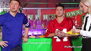 Blonde bartender tempts patrons into freeuse sharing fun