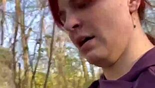 Kinky redhead milf craves forest humiliation and bdsm orgasms outdoors!