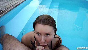 after a few cocktails married russian tourist rides big cock poolside! 🔥🍸💦