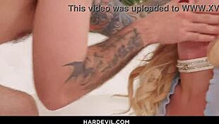 Horny Blonde Lindsey Lakes Deepthroats Monster Cock Before Submissive Facial And Pussy Pounding In Stockings