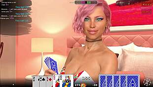 damn amanda strips naked in spicy poker hentai game