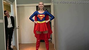 Kay Lovely as Supergirl rides big black cock cowgirl in rough interracial cosplay disgrace