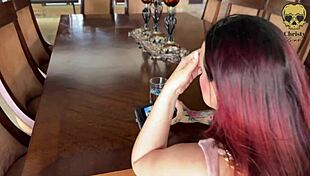 Colombian housewife slurps big black cock before creampie fuck