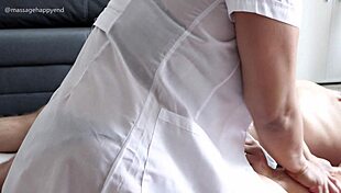 perfect asian masseuse milks huge cock with oiled handjob explosion