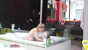 cuckold punished as stud pounds housewife bare in steamy bathtub depths