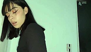 Mysterious red skirt Laura caught masturbating spanked fucked against wall