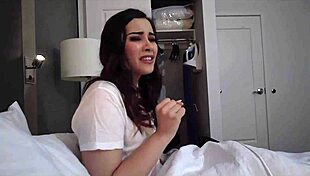 step brother and sister squeeze into one bed for the night