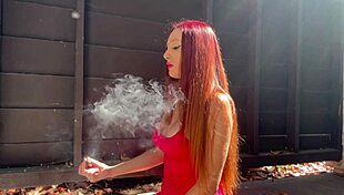 artemisia feels so horny smoking solo outdoors with her big tits