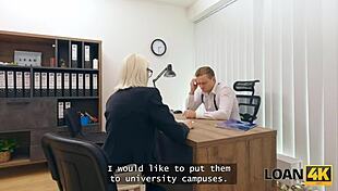 Blonde Glasses Whore Takes Rough Anal Loan Fuck All Holes