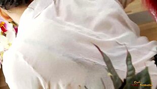 Horny redhead milf dives into birthday girl's shaved pussy for wild lesbian toy play!!