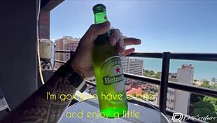 athletic brunette seduces painter bends over for creampie doggystyle in apartment