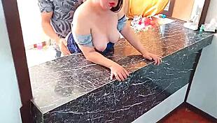 i cant stop slamming my horny stepdaughter's wet pussy in the kitchen daddy