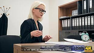 Blonde Glasses Whore Takes Rough Anal Loan Fuck All Holes