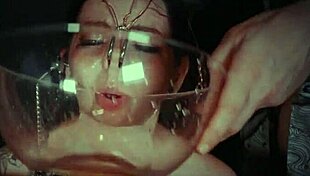 Emo goth teen bound in garage cries as face tied punished roughly with piss