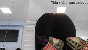 naughty blonde 💦 flashes cameltoe legs at gym workout