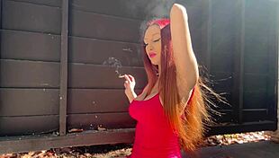 artemisia feels so horny smoking solo outdoors with her big tits