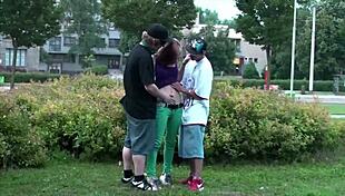 Alexis Crystal's Public Street Threesome with Two Guys