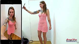 ginger tattooed skinny milf parker worships throat with dildo deep pounding cum swallow in casting