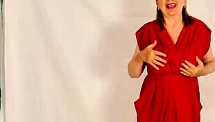 hot granny strips huge natural tits pussy closeup