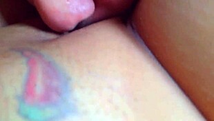 Neighbor sneaks in for creamy finish through sheer tease