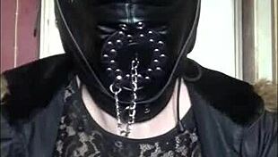 Bisexual crossdresser gags on homemade dildo toy