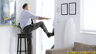 Stepbro sucks Jordy's perfect nipples while she strokes his rock hard dick