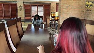 Colombian housewife slurps big black cock before creampie fuck