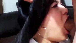 damn, this latina takes double cum in mouth deepthroating that monster cock... she's amazing!