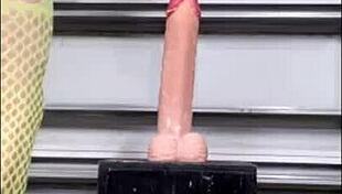 danieladeep rams yellow bodystocking dildo deep in ass