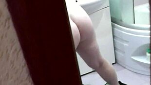 mature milf frina showers roommate films her big natural tits wet ass pussy closeup from doorway