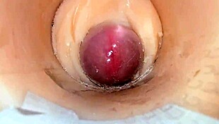 camera shoved deep in shaved pussy catches massive cum blast explosion