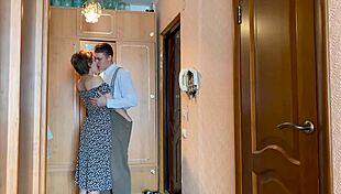 RUSSIAN HOUSEWIFE In Dress Teases Panties Before Bedroom Action