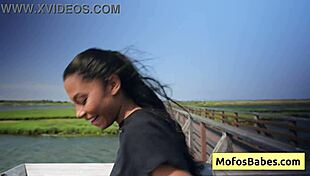 Sexy Ebony Eden West rubs clit flashes natural big boobs in car! 🔥🚗