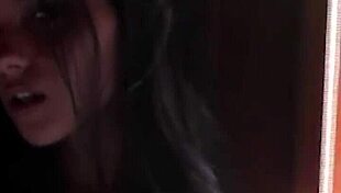 Busty Brunette Katie Fey Strips Panties Teasing Big Natural Tits in Bed