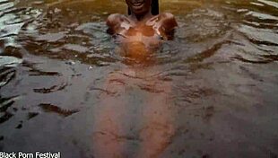 wanna see this skinny african ebony tease her tits in water?
