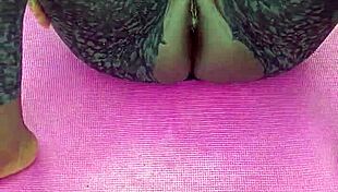 WET PUSSY FLASHES During Ebony Milf's Morning Outdoor Workout!
