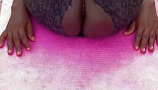 WET PUSSY FLASHES During Ebony Milf's Morning Outdoor Workout!