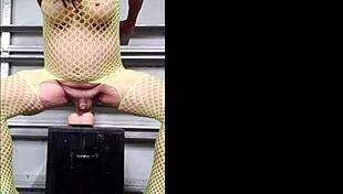 danieladeep rams yellow bodystocking dildo deep in ass