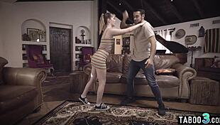 Skinny teen Aliya learns defense on massive cock?