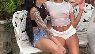 behind scenes brazilian petite brunette poses naked small tits tattooed skinny waist