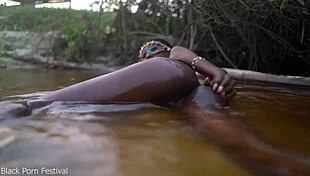 wanna see this skinny african ebony tease her tits in water?
