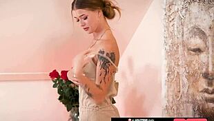 tattooed asandra gives olivia an oily massage with toys turning sensual