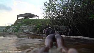 wanna see this skinny african ebony tease her tits in water?