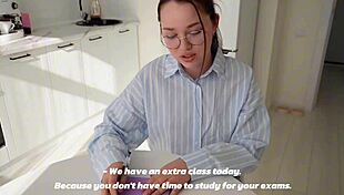 class desk hides young teacher's secret desk pounding