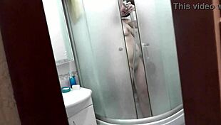 mature milf frina showers roommate films her big natural tits wet ass pussy closeup from doorway