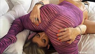 Curvy busty Karen Fisher rides cock bent over in steamy action