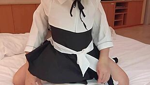 可愛いメイドコス amateur gets pounded cowgirl creampie rimjob from below pussy wrecked homemade