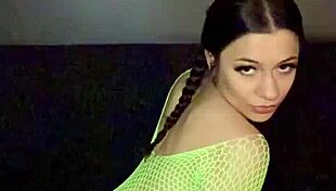 Watch petite Latina Nadia Diamo twerk her hot ass in fishnets slow mo