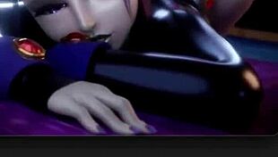 Thick widowmaker fat ass twerks Halloween mercy rides raven cock! 🍑🎃