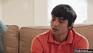 Petite Stepmom's Big Tits Tempt Jobless Step-Son